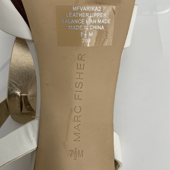 Marc Fisher Leather Varika Strappy Platform Heeled Sandals White 7.5 - Picture 6 of 13